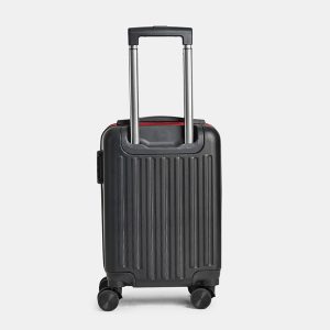 SWISS MILITARY AQUILA Robotic Series Textured Black Hard Top 16 Inch Luggage Trolley Bag, Combination Lock, Scratch Resistant, 360-Degree Rotatable 8 Wheels, HTL118
