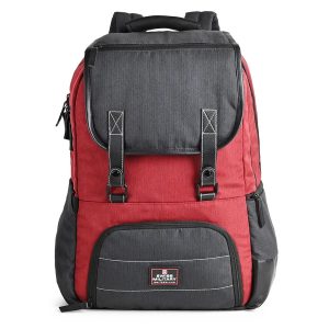 Swiss Military-Posh Waterproof Laptop Backpack With Anti-Theft Pocket, Maroon & Charcoal | LBP107