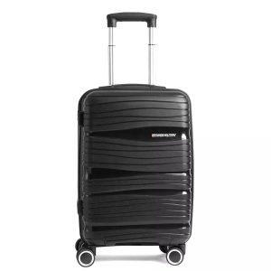 SWISS MILITARY Swirl 55 cm Hard Trolley Cabin Bag With 8 Wheels & 3 Dial Lock, Black | HTL121