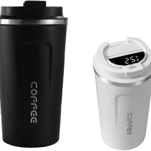 Cafe Mate Pro: Stainless Steel Vacuum coffee mug with Temperature Display | Premium Flip top locking cap | Capacity 510ml approx