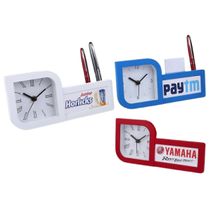 Table Clock With Pen Holder & Writing Pad