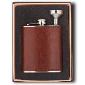 Red Leather Coated Steel Flask