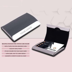 Stainless Steel Magnetic Visiting Card holder- Gray