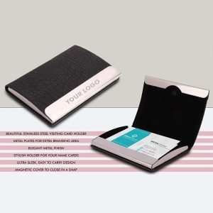 Stainless Steel Magnetic Visiting Card holder- Black