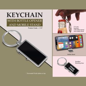 KEYCHAIN WITH BOTTLE OPENER AND MOBILE STAND