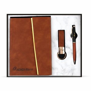 Tan 2 Fold Notebook Gift Set