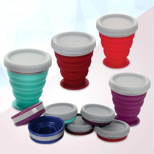 Collapsible Folding Silicon Cup With Cap