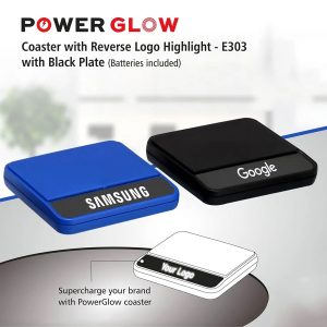 Glow Coaster With Your Logo On Black Plate I Batteries Included