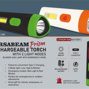 VersaBeam Prism: Rechargeable Torch With 2 Light Modes, Blinker And Lamp With Emergency Mode | Type C Charging