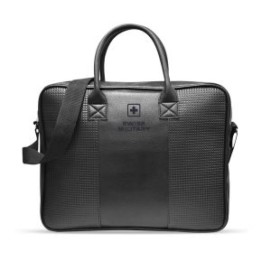 Swiss Military-Laptop Messenger Bag/Briefcase Fits 15.6" Screen, Leatherette, Black | PLB4