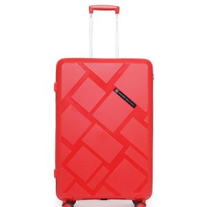 Swiss Military STAR Hard-Sided Luggage Trolley Bag | Durable Zipper | Combination Lock | Light Weight | 24 Inch | Material: PP | Red | SM004HTB