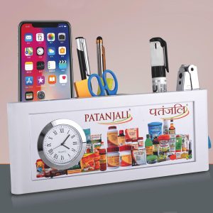 White Large Table Clock With Stationary Holder
