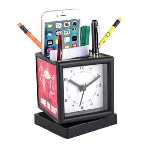 Rotating clock With Pen & Stationary Holder