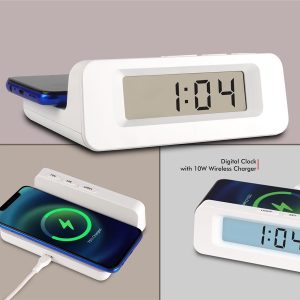 Digital Clock with 10W Wireless Charger | Type C input for charger