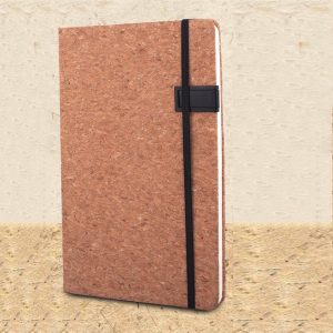 Hard bound Cork A5 notebook with Pen Drive Slot, Ribbon and elastic fastener