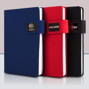 A5 Notebook with Gunmetal plate and Magnet lock