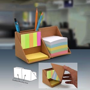 Brown Foldable Paper Cube I Includes Memo Pads
