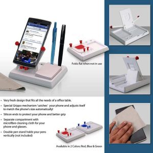 Grippo Mobile holder with angle adjustment, pen stand, and notepad