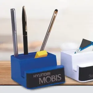 PowerGlow Dark Plate Mobile stand | With paper clip holder, visiting card holder and tumbler