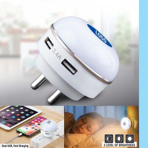 Dual USB Fast Charger With Night Lamp