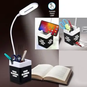 Table Lamp with USB Hub, Tumbler & Logo Highlight