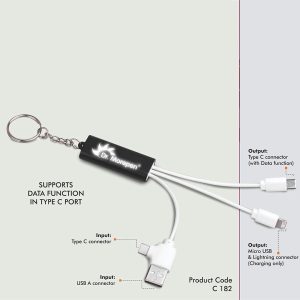 PowerGlow All in 1 Charging cable with light up logo