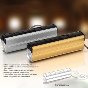 Metal Power bank with Lighter, Two Level Torch & Blinker