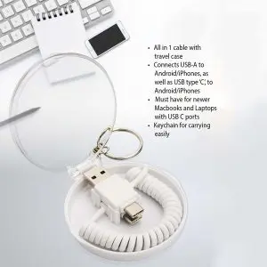 All in 1 charging cable with travel case and keychain