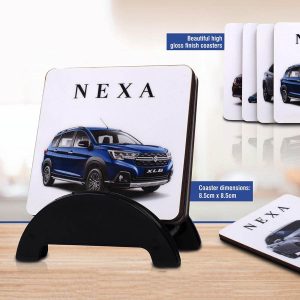 Square Wooden coasters with Stand in High Gloss Finish I Set Of 4 Coasters