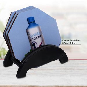 Hexagon Wooden coasters with Stand in High Gloss Finish I Set Of 4 Coasters