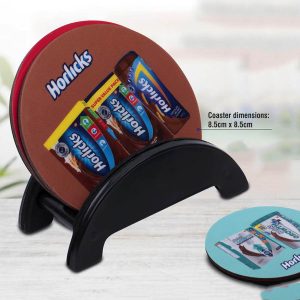 Round Wooden coasters with Stand in High Gloss Finish I Set Of 4 Coasters