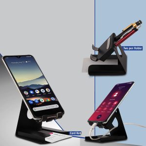 Metal multi mobile stand with Visiting card holder and double pen holder