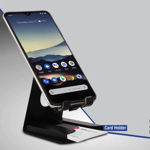 Metal Mobile Stand With Visiting Card & Double Pen Holder