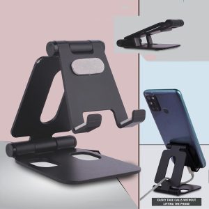 Flexo Mini: Folding Metal Mobile Stand for Smartphones and Tabs | Folds completely to take minimal space | 3 fold style with double angle adjustment