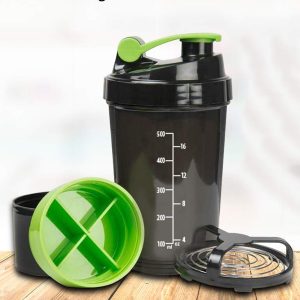 Spider shaker with Double compartment and mixing whisk