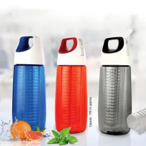 Fruit infuser bottle with silicon handle grip