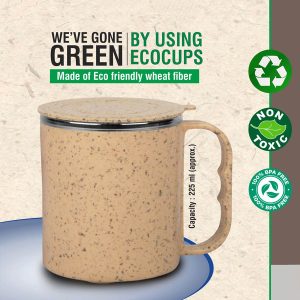 EcoMug: Eco Friendly Coffee mug with steel inside | Made with Wheat fiber