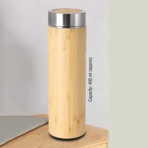 Stainless steel Bamboo Vacuum flask with Tea Strainer