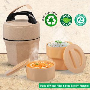 Octomeal Eco: 3 Plastic container lunch box with spoon | Made from Eco friendly material | 100% recyclable