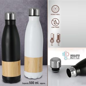 Bamboo Cola Vacuum Flask | Capacity 500 ml approx | Made of 304 grade steel & Bamboo