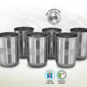 Premium Stainless steel glass set of 6 | Textured body