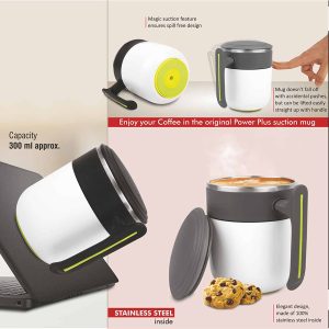 Lincoln : 2 Tone Magic Suction Mug with Stainless Steel inside | Leak proof | BPA Free | Capacity 300 ml approx