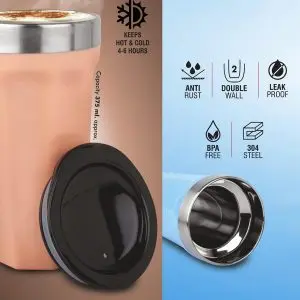 Hexa Insulated : Tall sipper mug | 304 grade Stainless steel inside | Keeps hot up to 4 hours | Capacity 375m