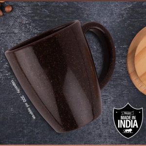 EcoBrew Mug with Lid : Coffee Fiber Eco Friendly Mug with Bamboo Lid | Capacity 300ml approx