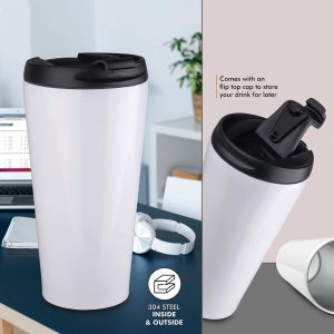 Tall Vacuum Tumbler with Flip top lid | Capacity 500ml approx | Keeps hot upto 6 hours