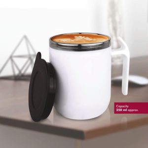 Noble: Mid Size Stainless Steel Double wall Coffee mug with Pointy handle | Leak Proof | Capacity 250ml approx