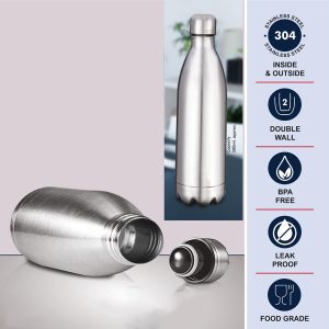 Cola 500 ml Vacuum flask in Steel Finish | 304 steel inside & outside | 18 hours hot/cold