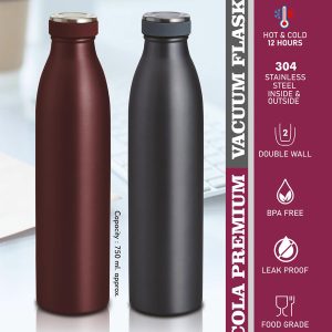 Cola Premium Vacuum Flask | 304 steel inside & outside | Capacity 750ml | 12 hours hot / cold