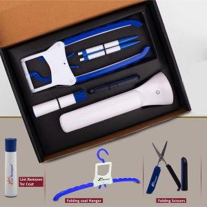 Doctor Lamp set: Folding Coat hanger, Lint remover, Folding scissors, Pen/Pencil combo, COB Desk lamp | 5 pc set
