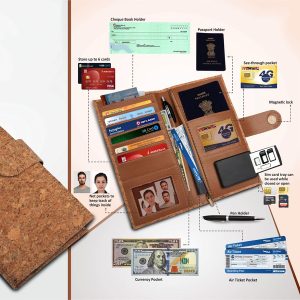 Eco-Friendly Cork Cheque Book Holder / Passport Holder With Sim Card Safe Case & Sim Card Jackets